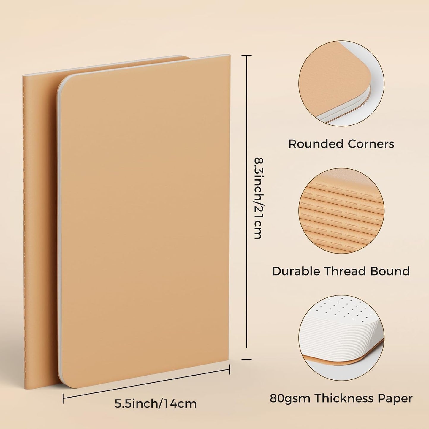 12 Pack Dot Grid Notebook Journals – A5, 60 Pages
