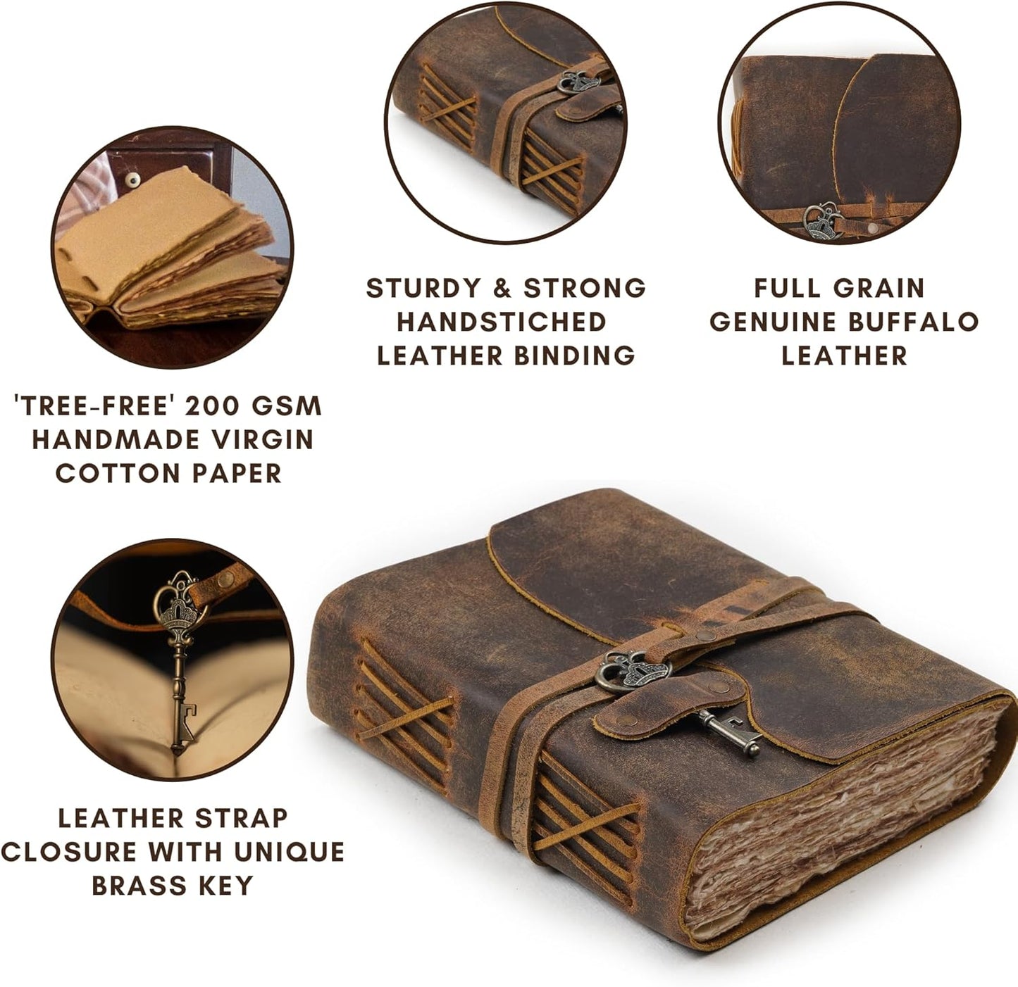 Vintage Leather Bound Journal – 200 Blank Pages