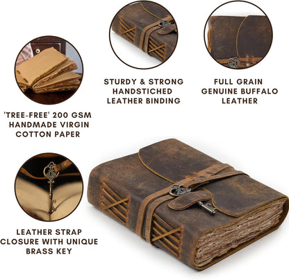 Vintage Leather Bound Journal – 200 Blank Pages