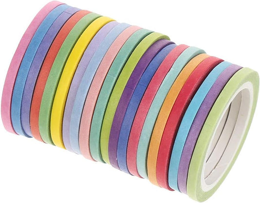 Rainbow Washi Tape, 20 Rolls, 3mm